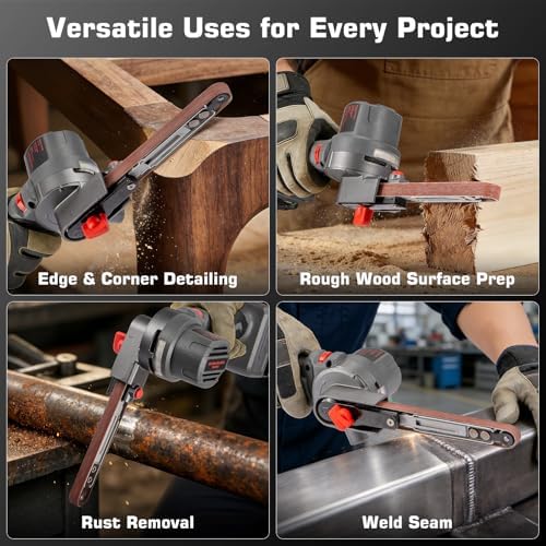 Brushless Cordless Detail Belt Sander Compatible with Milwaukee M18 (Battery Not Included), 2067 FT/Min High-Speed, 6-Speed Adjustable, 100° Pivoting Arm for Wood, Metal, Plastic