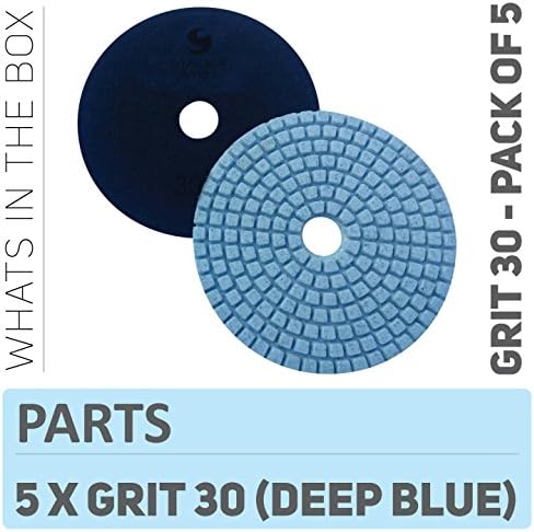 PPW135D Concrete Sanding Polishing Pads 4 Inch Grit 30 - Diamond Pads For Concrete Terrazzo Marble Floor Granite Stone Counter Wet Polishing - Pack of 5