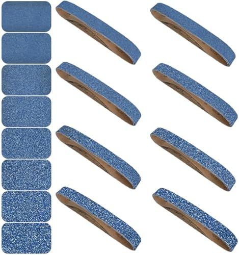 2x42 Inch Sanding Belts 24 Pcs 8 Grits Sizes (3 Each of 40/60/80/120/150/240/320/400 Grits) Heavy Duty Belt Sander Zirconia Belt Sander Paper for Wood Metal Stainless Steel Cars and Furniture