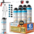 QuickCoat Closed Cell Spray Foam Insulation Kit for Wall–6x32.8oz(930g) Covers 120 Board Ft–DIY Expanding Sealant Set, Insulates Heat&Sound, Fills Gaps&Cracks–6 Foam Cans, Cleaner, Gun&Safety Gear