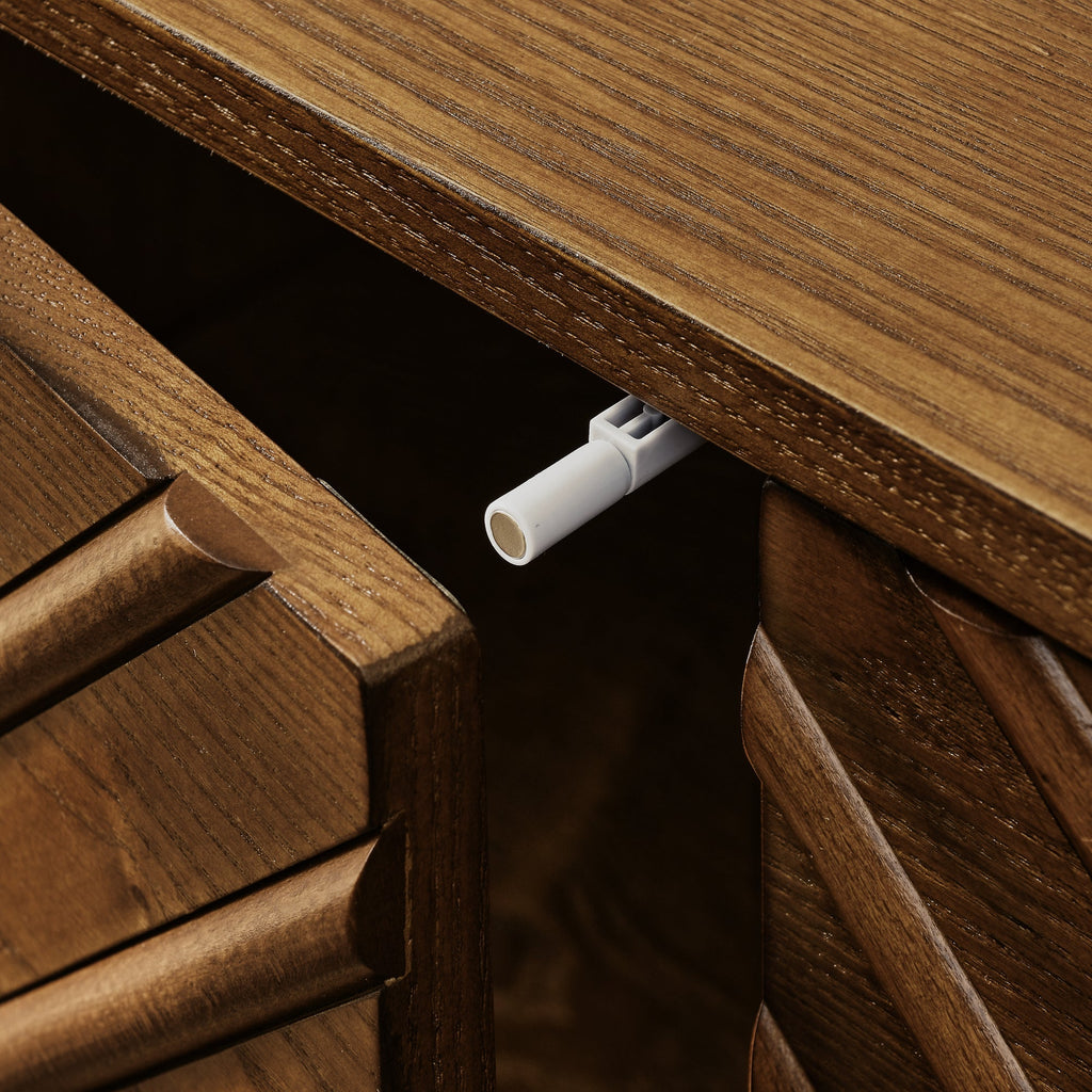 Diamond Fluted Sideboard Storage Cabinet with Adjustable Shelves