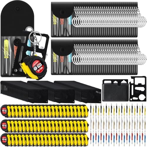 264 Pcs Mini Screwdriver Tape Keychain Set Multitool Pen Card Father's Gifts Bulk Mini Tool Set for Adult Men Dad (Multicolor)