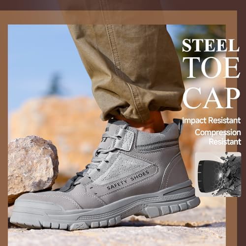 GUSAYEX Steel Toe Boots for Men Puncture Resistant Work Boots