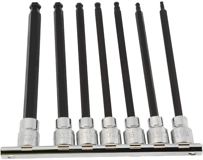 Paramount 7 Piece 3/8" Drive Inch Ball Hex Bit Socket Set 1/8 to 3/8" Hex