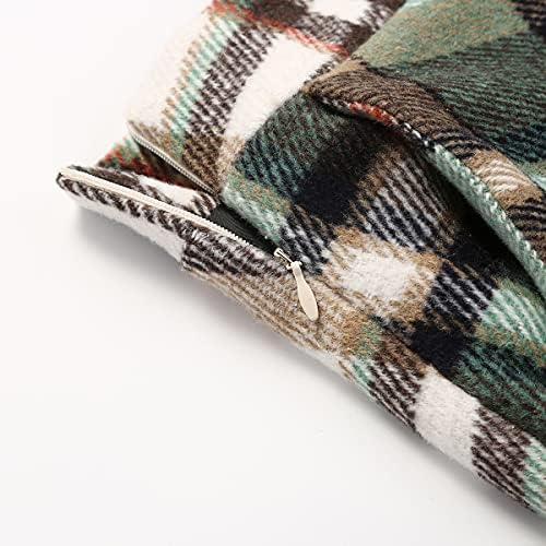 IDEALSANXUN Womens Plaid Wool Skirts Elastic Waist A-Line Pleated Tartan Long Skirts