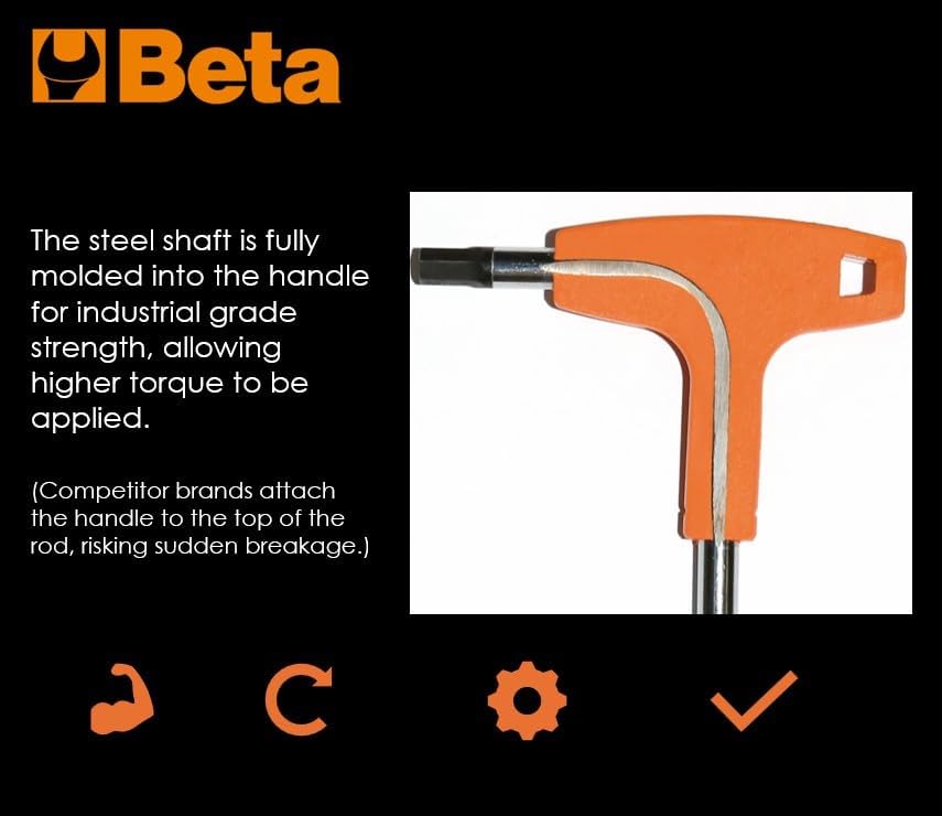 Beta 97TTX T25 Torx Star T-Handle Hex Key Wrench, Made in Italy | High Torque Ergonomic Allen Wrench with Dual Torx Tips | Lanyard Tether Ready | Industrial Strength
