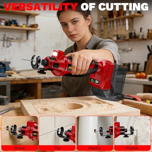 Cordless Drywall Cut-Out Tool Compatible with Milwaukee 18V Battery, 3 Speed Adjustable Brushless Rotary Saw with Up to 30000 RPM, Compact Spiral Saw Kit for Wood,Drywall,Tiles,plastic (Tool Only)