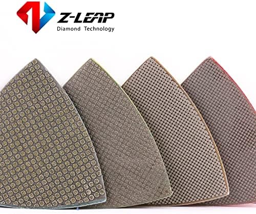 Triangle Diamond Sandpaper Sheet Discs Sanding Pads for for Grinding Stone Glass Ceramic 3"(80mm) Mix Grit/4pcs