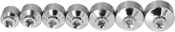 7pcs Oil Filter Cap Wrench Socket Set 3/8in Drive 24 27 29 30 32 36 38mm Replacement for
