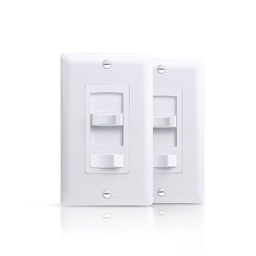 ECOELER Dimmer Light Switch, 3-Way/Single Pole Dimmer Switch for 300W Dimmable LED/CFL Lights and 600W INC/HAL Bulbs, No Neutral Wire Required, ETL&FCC Listed, White, 2 Pack