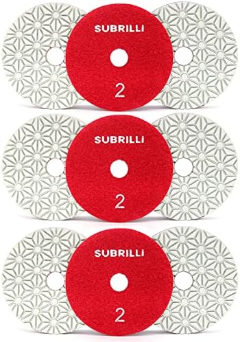 4" Dry/Wet 3 Step Diamond Polishing Pads 9-Pcs Step 2 for Granite Marble Quartz Concrete