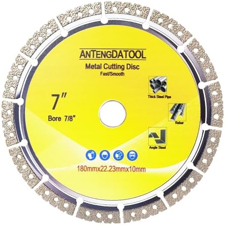 7 Inch Metal Cutting Diamond Blade, 180mm Cut Off Wheel 7/8"-5/8" Arbor for Cast Iron Rebar Carbide Stainless Steel by ANTENGDATOOL