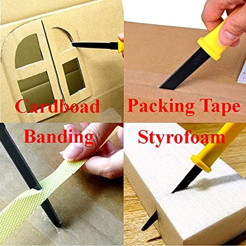 CANARY Cardboard Cutter with Sheath - 7.5" Box Opener Utility Knife with Non-Stick Coated Blade for Breaking Down Boxes & Opening Packages - Made in Japan, Yellow