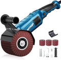 LDHTHOPI 1800W Burnishing Polishing Machine, 110V Handheld Electric Stainless Steel Polisher, 8 Variable Speed, 3100RPM for Metal with 3 Wheels, Stainless Steel, Wood