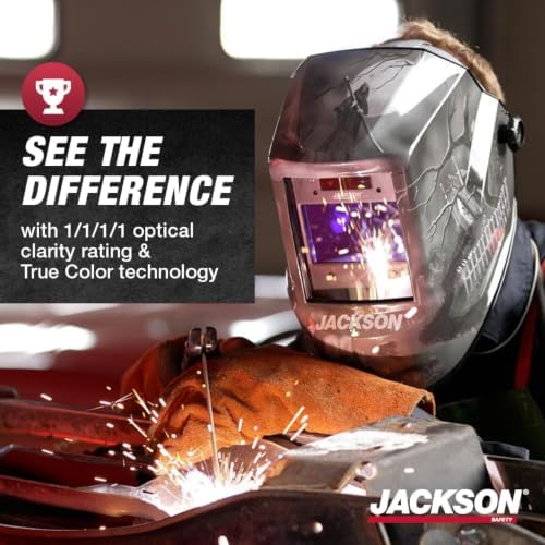 Jackson Safety Premium Graphic Welding Hood with Digital ADF - Ultra Lightweight Auto Darkening Welding Helmet - ANSI Z87.1 (Multiple Styles)