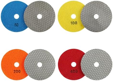 4PCS Electroplated Diamond Sanding Paper Sheet Pad, 60# 100# 200# 400# Grit 4 inch 100 mm Grinding Sandpaper Pad Hook and Loop Backing for Metal Glass Porcelain Ceramic Hand Polishing Trimming