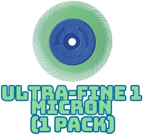 Dedeco Sunburst Radial Bristle Disc 1 Pack - 6 1/2" Curved - 1/2" Arbor - Light Green 14000 Grit (Ultra-Fine, 1 Micron) - Aluminum Oxide for Polishing & Finishing