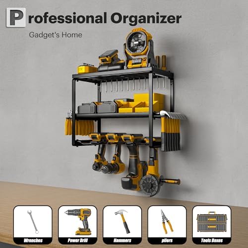 Spampur Power Tool Organizer, 3 Layers 4 Drill Holder Wall Mount