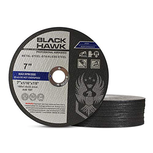 BHA Metal and Stainless Steel Cut Off Wheels for Angle Grinders, 7” x 1/16” x 7/8” - 25 Pack