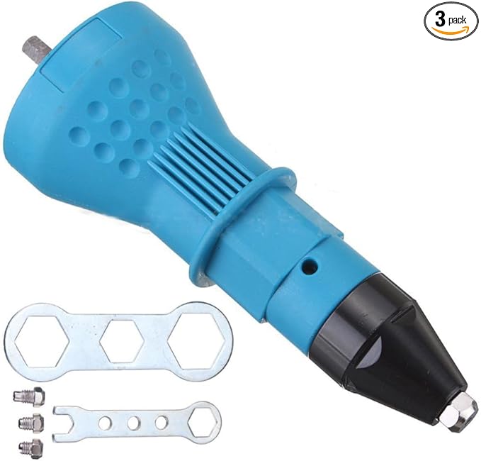 Cordless Electric Rivet Gun Adapter Kit Rivet Nut Drill Adaptor Riveting Tool Insert Nut Hand Tool Power Machine Accessories Blue