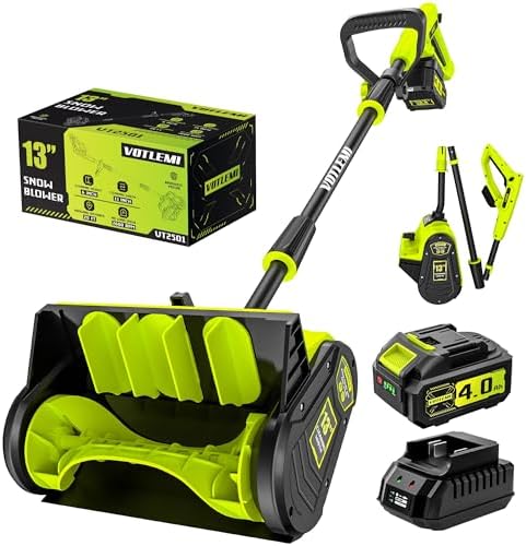 Cordless Snow Shovel, 13 Inch Electric Snow Shovel with Directional Plate, Brushless Cordless Snow Blower for Pathway, Patio, Deck, Driveway, Green