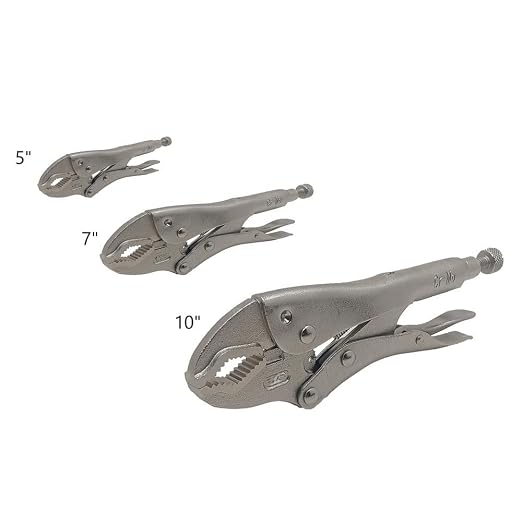 PL5710S 5 Inch, 7 Inch & 10 Inch Vise Grip Curved Jaw & Nose Locking Plier Set