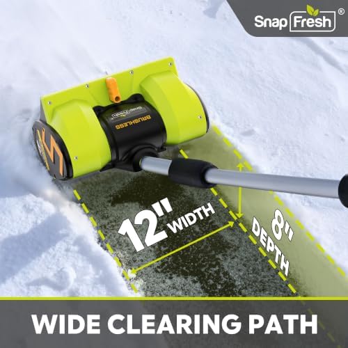 SnapFresh 20V Brushless Snow Shovel, 5-Car Driveway Cordless Snow Thrower Kit, 3-Speed, 300lbs/Min, 12" Lightweight Snow Blower, Adjustable Handle, 4.0Ah Battery & Fast Charger Included