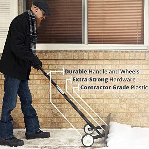 Snowcaster 70SNC 36-inch Bi-Directional Wheeled Snow Shovel Pusher and Barn Shovel, 10.5" x 36 ", Black