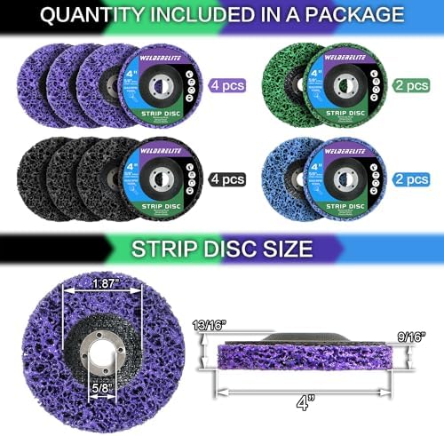 12 Pack 4 Kinds Paint Strip Discs 4" x5/8" Angle Grinder Stripper Wheels for Removing Paint Rust and Oxides of Metal and Wood Surfaces