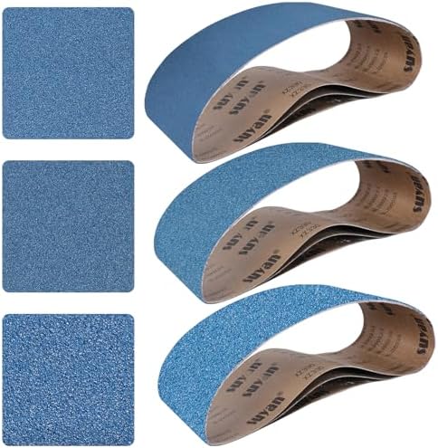6x48 Inch Sanding Belts 9 Pcs 3 Grits Sizes (3 Each of 80/120/150 Grits) Heavy Duty Belt Sander Zirconia Belt Sander Paper for Wood, Metal, Stainless Steel, Cars, and Furniture