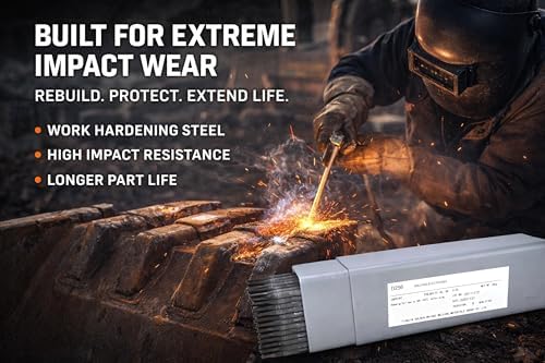 SÜA - EFeMn-A Hardfacing Welding Electrodes D256 - High Manganese Steel Build-Up Rods for Impact Applications & General Repair - 14" x 1/8" (33 LB Pack)