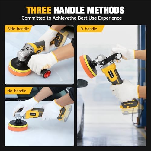 Cordless Buffer Polisher for Dewalt 20v Max Battery, Brushless Rotary Car Buffer Polisher, Variable Speed 1000-6000 RPM, Detachable Handle Polisher for Car Detailing,Sanding Waxing (No Battery)