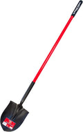 Bully Tools Round Point Heavy Duty Shovel - 14-Gauge Fiberglass Long Handle, Strong Metal Construction, Ideal for Gardening, Digging and Landscaping, Square and Flat Head Design - 100% Made in the USA