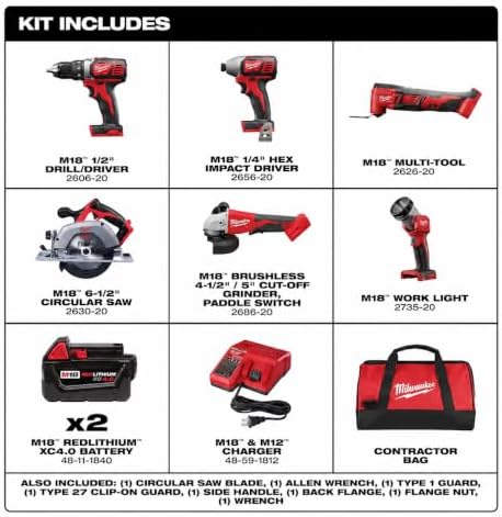 Milwaukee M18 Cordless LITHIUM-ION 6-Tool Combo Kit (2696-26)