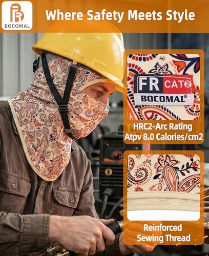 BOCOMAL FR Balaclava with Face Mask Flame Resistant 5.5oz Lightweight 100%C