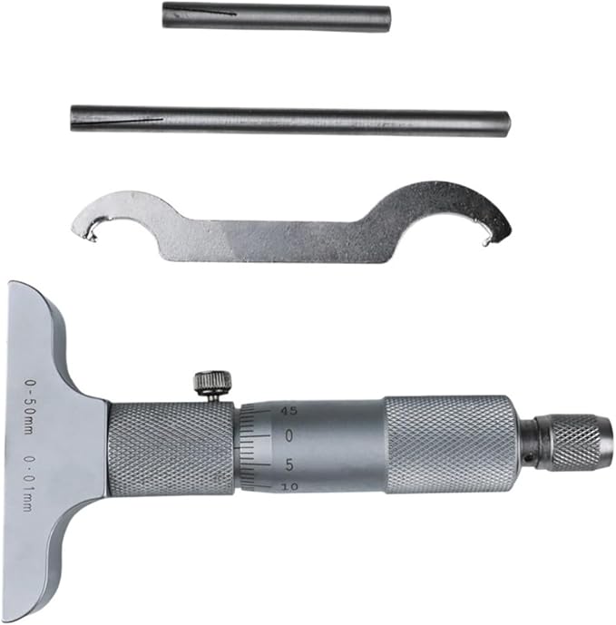 Outside Micrometer 0-25/50mm Depth Micrometer 0.01mm Depth Micrometer Gauge with rods Depth Caliper Measuring Tools