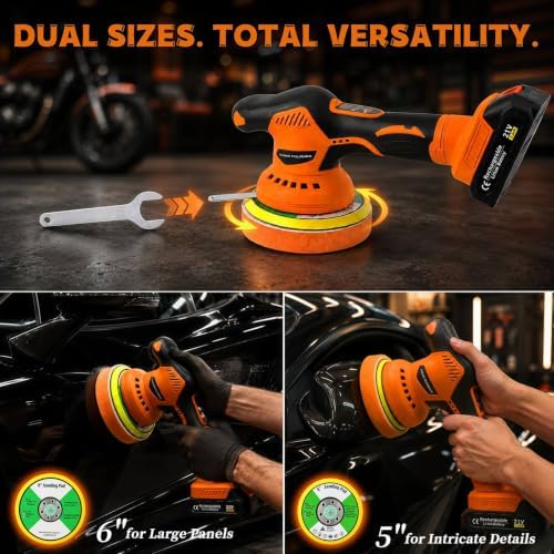 AUXKO Car Cordless Buffer Polisher, Brushless with 3x21V 2000mAh Batteries