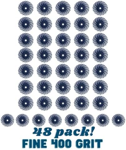 Dedeco Sunburst Radial Bristle Discs 48-Pack - 3/4" Curved - Blue 400 Grit (Fine) - Aluminum Oxide for Polishing & Finishing