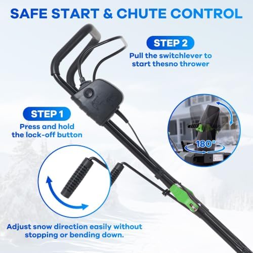 Garvee 40V 20" Cordless Snow Blower, Electric Snow Thrower Machine,Green