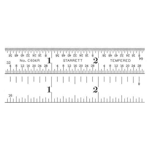 Starrett Spring Tempered Steel Rule with Satin Chrome Finish, Quick Reading, and Inch Graduation - 3" Length, 4R Graduation Type, 3/64" Thickness - C604R-3