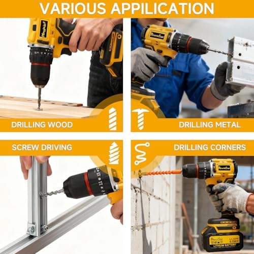 Cordless Drill Set, Power Drill Tool Set 20V, 40 NM.Max Torque, 3/8-Inch Keyless Chuck Drill Gun,Variable Speed (Equipped with 2x 4.0Ah Batteries)
