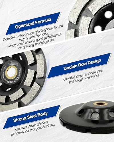 SHDIATOOL 5-Inch Double Row Diamond Grinding Cup Wheel for Concrete