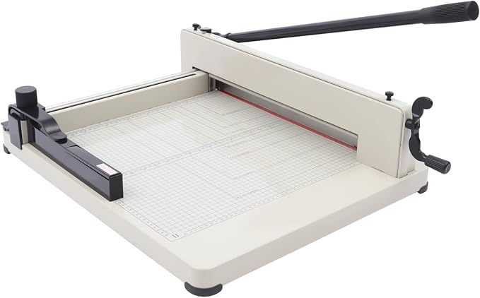 17 Inch Guillotine Paper Cutter Heavy Duty, Hss Blade Cuts 1.42in Stack 400 Sheets, Manual Paper Trimmer with Metal Base for Office Home School