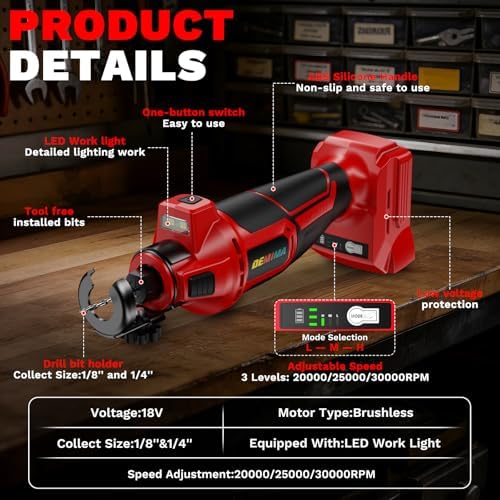 Cordless Drywall Cut-Out Tool Compatible with Milwaukee 18V Battery, 3 Speed Adjustable Brushless Rotary Saw with Up to 30000 RPM, Compact Spiral Saw Kit for Wood,Drywall,Tiles,plastic (Tool Only)