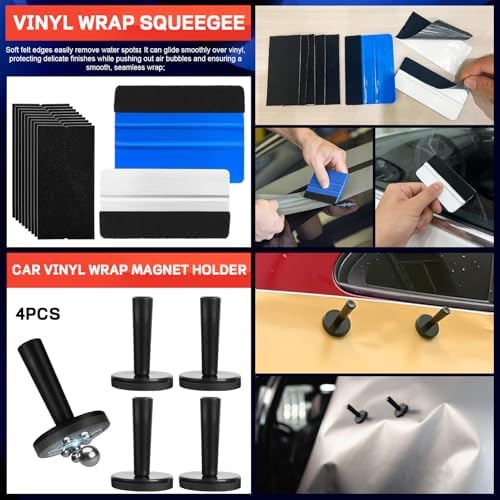 80PCS Window Tint Kit Vinyl Wrap Tool for Car Tinting Tools witn Storage Bag,Bulldozer Squeegee,Windshield Back Tint Scraper, Small Rubber Squeegee, Wrap Stick for Car Wrapping Film Installation