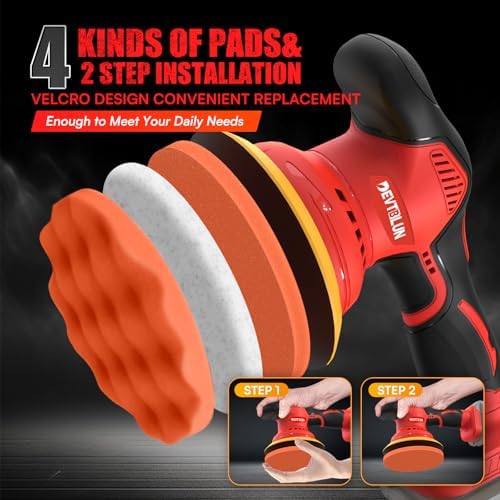 Cordless Car Buffer Polisher Compatible with Milwaukee M18 Battery(NO Battery),6" Brushless Buffer Polisher Kit, 8 Variable Speed 5500RPM for Car Detailing,14PCS Polishing Accessories