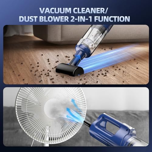MONOZEL Car Vacuum Cleaner High Power, 18000Pa 2 in 1 Vacuum Cleaner&Air Duster, 130W Brushless Motor Handheld Vacuum Cordless with 7800mAh Battery, LED Light, Multi-Nozzles for Car, Home, Office, Pet