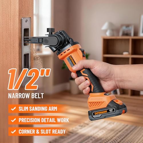 DOVAMAN 1/2'' x 18'' Cordless Belt Sander, 6-speed 3268 FT/Min, 20V Battery