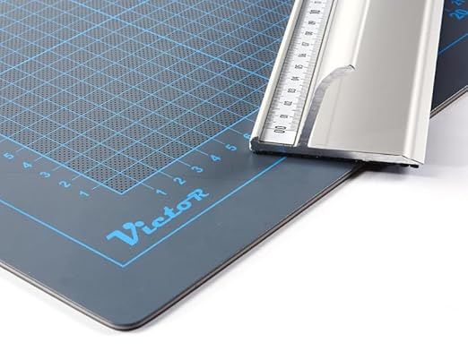 Victor 18-Inch Professional Aluminum Safety Ruler with Finger Guard Edge and Non-Slip Base – Precision Cutting Tool for Craft Projects – Durable Safety Ruler
