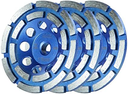 SALI 4.5 Inch 3pcs Concrete Grinding Wheels 16 Turbo Diamond Segments 5/8-11 Arbor Diamond Grinding Wheel Fit for Paint, Epoxy, Mastic Coating Removal